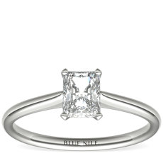 Petite Nouveau Four Claw Solitaire Engagement Ring in Platinum